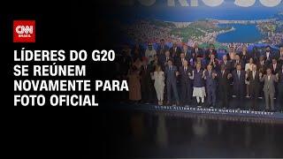 Líderes do G20 se reúnem novamente para foto oficial do segundo dia da cúpula | BASTIDORES CNN