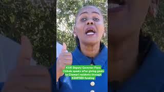 Kilifi Deputy Governor Flora Chibule speak at Chamari village after giving goats to Waatha