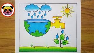 World Water Day Poster Drawing / Save Water Save Life Drawing / Save Water Poster Drawing / Earth