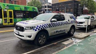 Victoria Police responding code 1 in Melbourne CBD