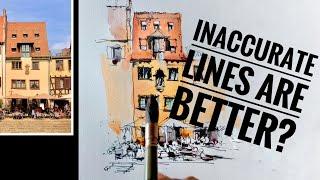 Inaccurate lines are better?/Urban sketching/Tips for beginners/Watercolor painting/Ink drawing