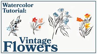 Watercolor Tutorial | Painting Vintage Inspired Flowers