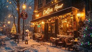  Christmas Ambience at the Cozy Winter Cafe  Christmas Jazz Music and Snowfall for a Good Mood