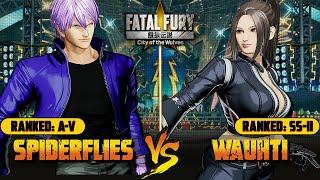 Fatal Fury: CotW  SPIDERFLIES (Rock) Vs WAUHTI (Mai)  FATAL FURY CotW High Level Gameplay!