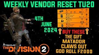 The Division 2 *MUST BUYS* "GREAT WEEKLY VENDOR RESET TU20 (LEVEL 40)" June 4th 2024