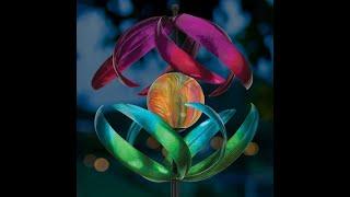 Serene Glow Solar Powered LED Lighted Outdoor Garden Wind Spinner