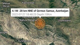 4.1 Earthquake Qimizi Samux, Azerbaijan 7-27-22