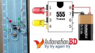 Flashing led circuit using 555 timer IC by Automation BD