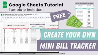 How to Create a Bills & Subscriptions Tracker - FREE Tutorial - Google Sheets Template - Spreadsheet