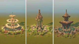 3 Fountain Designs | Minecraft Speed build using CIT Resourcepacks