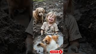 Brave Dog Saves Little Girl from Mud Pit During Rain ️ | Emotional Rescue Story #cute #funny #pets