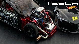 Hyper Detail build Tesla S Plaid Drag Hot wheels Custom | 1:64 Diecast Custom