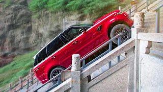 Range Rover Sport climbs 999 steps - Dragon Challenge