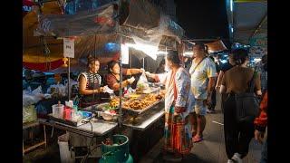 [4K] Walking tour through Bangyai Market a food paradise on night time at Nonthaburi