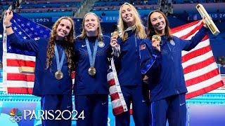 Team USA CLOSES swimming at the Paris Olympics with a world-record women’s 4x100 medley | NBC Sports