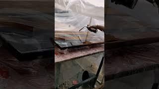 Resin Coating on Table Top.#resinart #table #art #decor #design