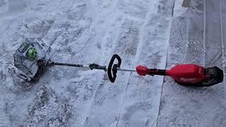 Milwaukee M18 Quik-lok Power Head with an Ego Snow Shovel Attachment