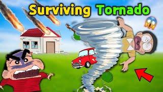 Shinchan And Nobita Surviving Disaster  ||  Funny Game || Natural Disaster Roblox