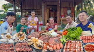 Làm Tiệc Buffet Thịt Nướng Hải Sản Kim Chi Hàn Quốc Ăn Cùng Cha Mẹ Anh Chị Hai Ngoài Nhà Mới