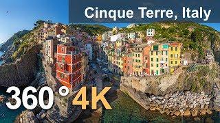 360°, Cinque Terre, Italy. 4K aerial video