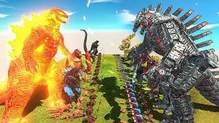 Thermo Godzilla x Kong VS King Ghidorah x Mechagodzilla - Animal Revolt Battle Simulator