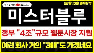 [미스터블루 주가전망] 정부 "4조" 규모 웹툰시장 지원, 이런 회사 거의 "3배"도 가겠네요