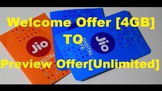 From Welcome Offer [4GB] Back To Preview Offer[UNLIMITED] RELIANCE JIO SIM.