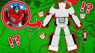 MAIZEN : JJ and Mikey Found Optimus Prime Skeleton Print Story - Minecraft Animation JJ & Mikey