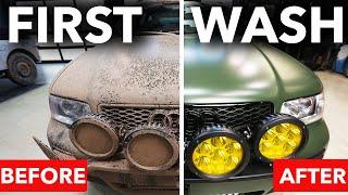 First Wash Audi RS4 Avant SAFARI after Matt Farah Filthy Muddy Off-Road Rally