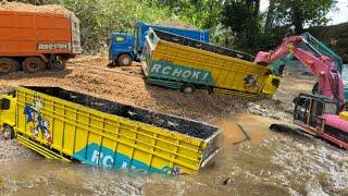 SUPIR OLENG nyemplung ke SUNGAI…EVAKUASI RC TRUK HINO 500, Rc dam truk FUSO 220ps, Rc exsavator