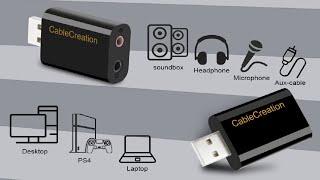 Convert USB to Audio/Aux jack on Laptop/PC/MAC/PS4 using an Audio adapter Sound card