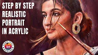 Realistic Acrylic Portrait Painting Tutorial Step by Step | Glazing Technique by Debojyoti Boruah