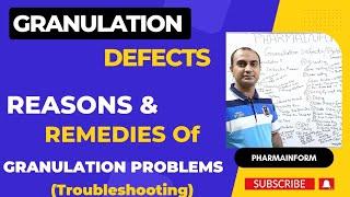 Granulation Defects | Tablet Manufacturing Problems | Reasons & Remedies Of Granulation Problems