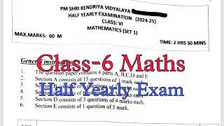 Class-6 MATHS Half Yearly Exam Question Paper / Session 2024-25 PM Shri Kendriya Vidyalaya 2024