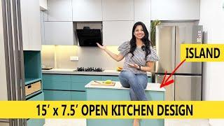 Open Kitchen Interior Design | Island Kitchen Designs India |Open kitchen with breakfast counter EP4