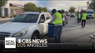 Voters line up at the Riverside County Registrar of Voters office