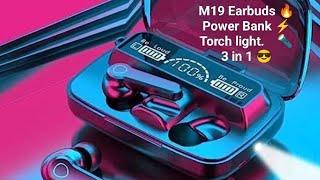 M19 Earbuds  || 3 in 1 || Power Bank || Torch || Earbuds  #m19 #earpods