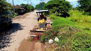 Repairing Roads Good Village By Bulldozer D20P Pushing Soil Grass To Widen & Road For People To Use