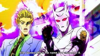 ジョジョ-Kira kills Shigechi with Killer Queen to cover up the identity in the presence of Jotaro