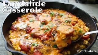 Landslide Skillet Casserole: Layers of Ground Beef Potatoes & Veggies!