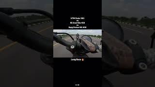 Duke 390 vs Ns 400 vs Re 450  Full throttle drag #duke390 #ns400 #guerrilla450 #dragrace #shorts