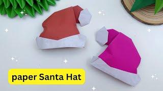 DIY MINI PAPER SANTA HAT / How To Make Hat With Paper / Paper Craft / Easy craft ideas / Origami Hat