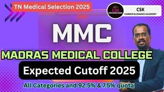 TN Medical Selection | Madras Medical College Expected Cutoff | 92.5 %& 7.5% Category wise #neet2025