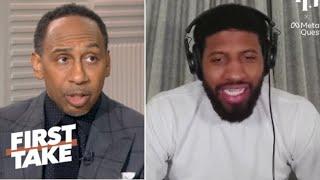 FIRST TAKE | Stephen A. reacts to Paul George exposed for lying about Sixers team meeting on podcast