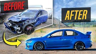 Incredible Rebuild of a Totaled Mitsubishi Evo in 14 Minutes!