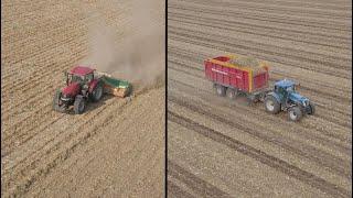 Récolte de paille de maïs / Case IH & Biochipper - Méthachrist / NH & Schuitemaker - ETA Friess