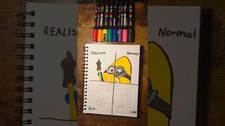 Drawing Mega Minion Gus From Despicable Me 4 In 4 Different Styles! Pt.2 #shortsfeed #shorts