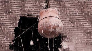 Extreme Dangerous Construction Demolition Skills - Building Gets Demolished By Crane Wrecking Ball