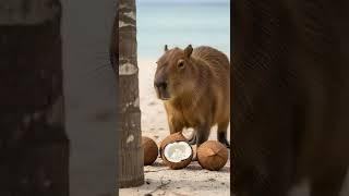 Super Cute! A Hungry Capybara's "Coconut Adventure" from Forest to Beach! (Hilarious Ending)