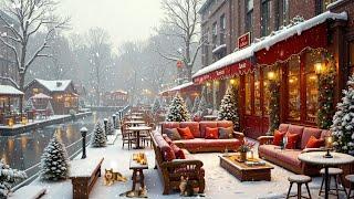 Smooth Christmas Jazz Music with Crackling Fireplace to Relax  Cozy Christmas Coffee Shop Ambience